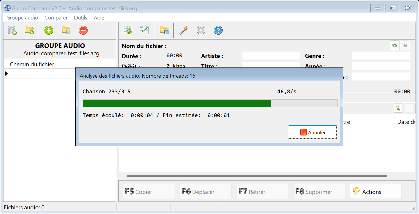 Audio Comparer analyse le son des fichiers