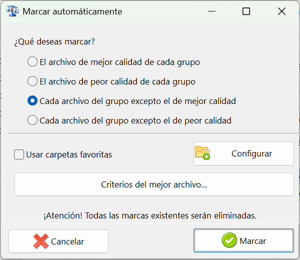 Ventana de marcaje automático de Audio Comparer