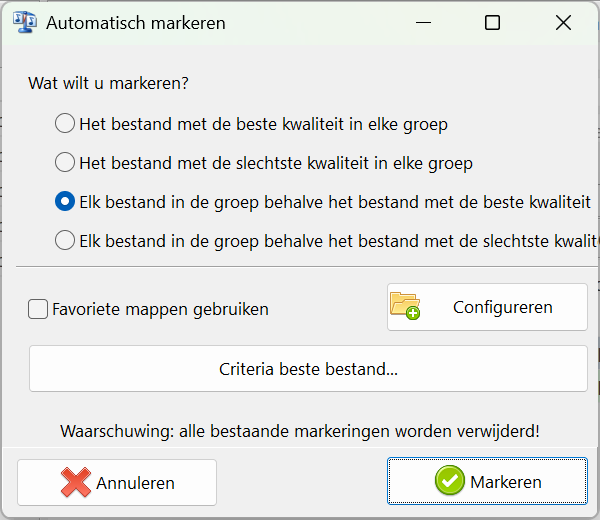 Venster voor automatisch markeren in Audio Comparer