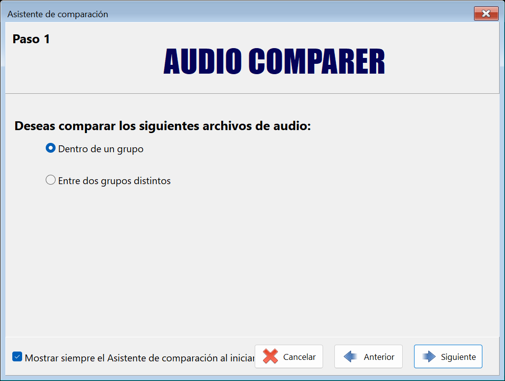 Asistente de comparación de Audio Comparer