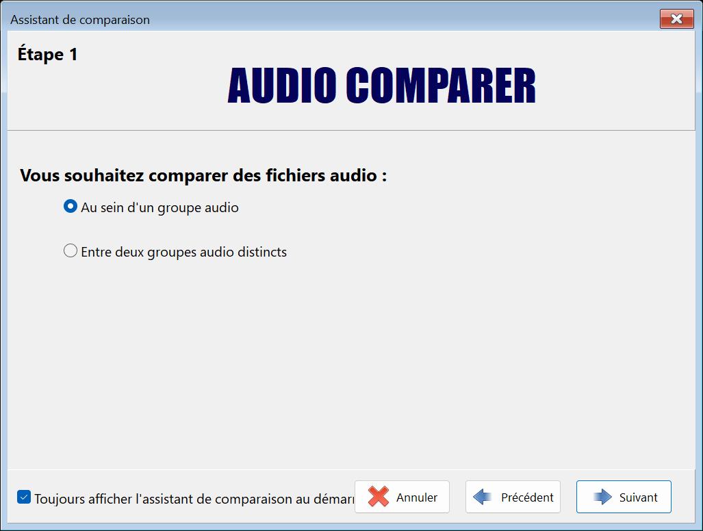 Assistant de comparaison Audio Comparer