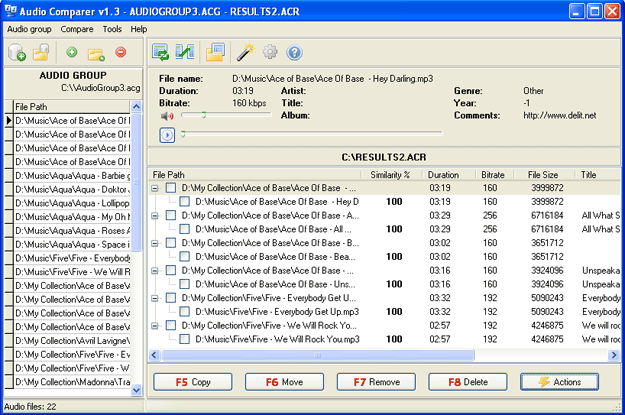 Audio Comparer Main Window